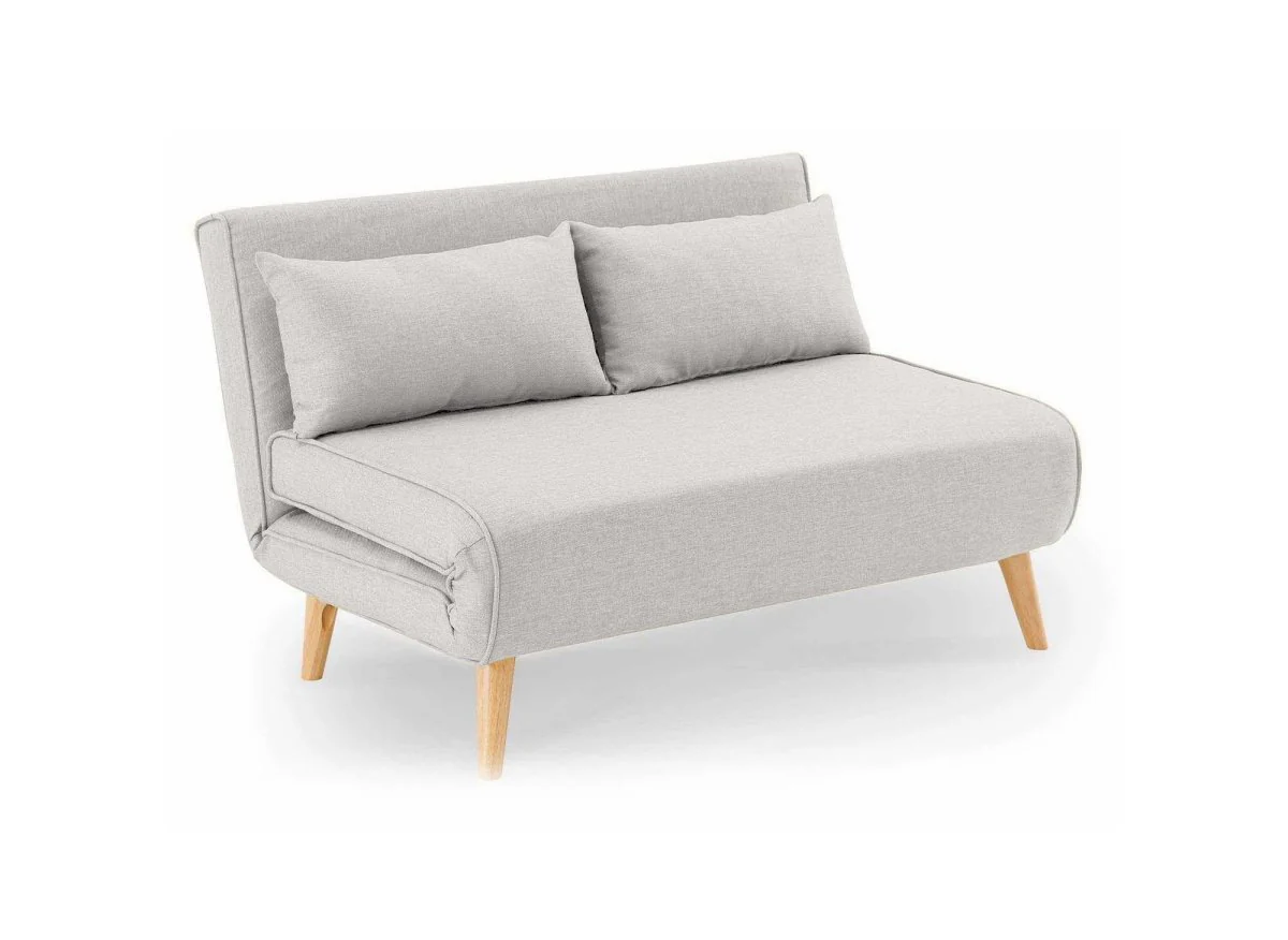 Canapé clic clac 2 places en tissu beige TONKA - Image 4