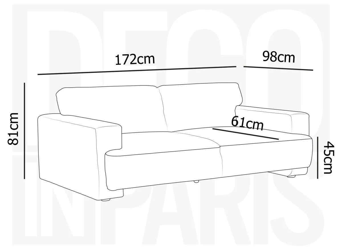 Canapé fixe 2 places en tissu gris AYLINE - Image 10