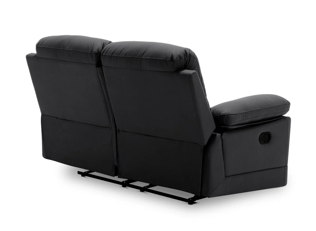 Canapé 2 places relax manuel en simili cuir noir DANY - Image 11