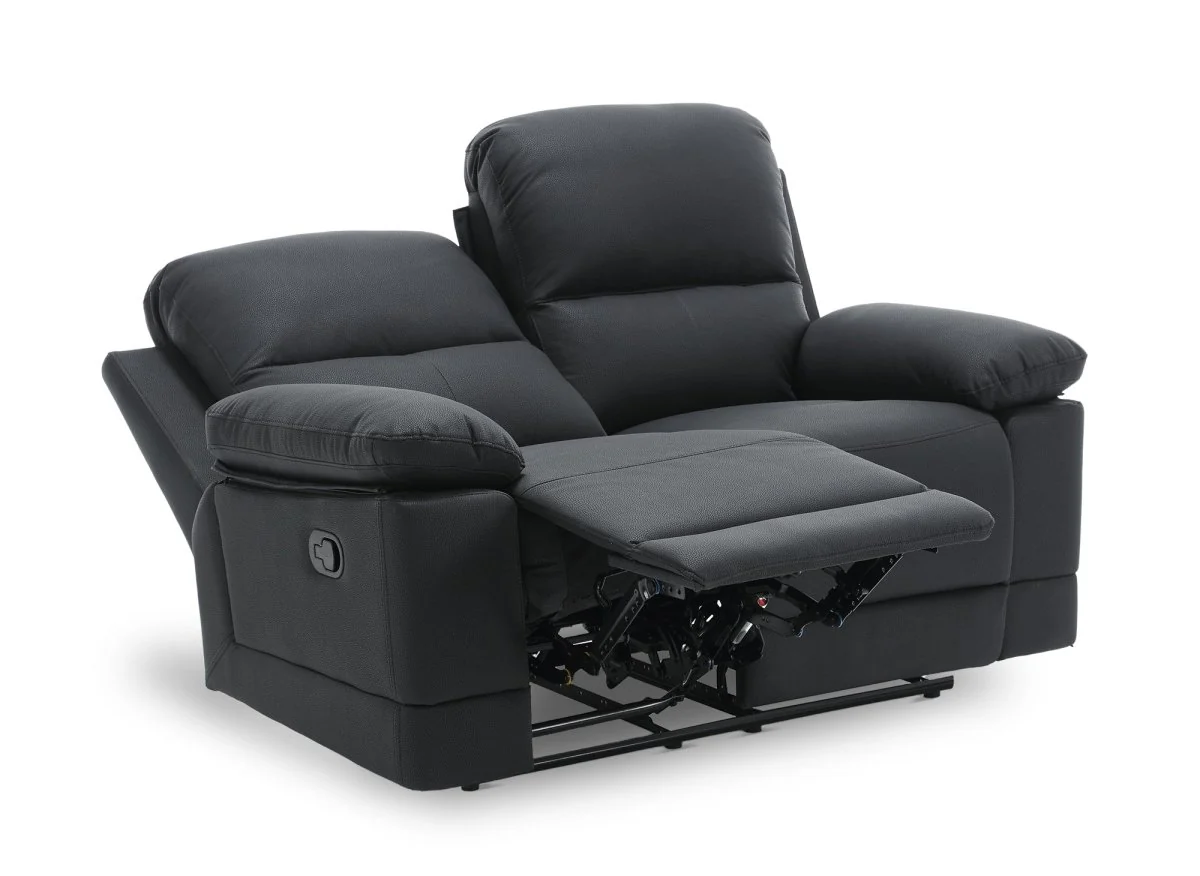 Canapé 2 places relax manuel en simili cuir noir DANY - Image 7