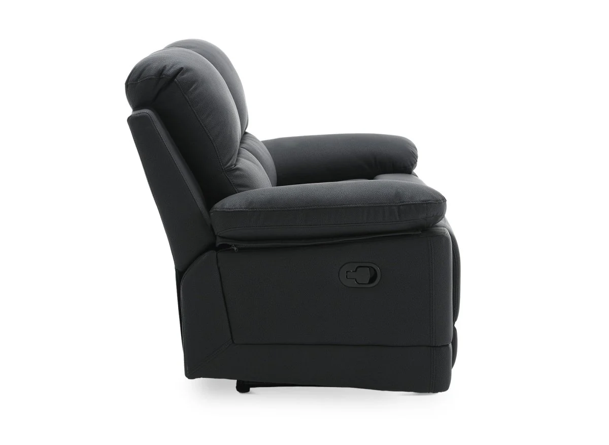 Canapé 2 places relax manuel en simili cuir noir DANY - Image 9