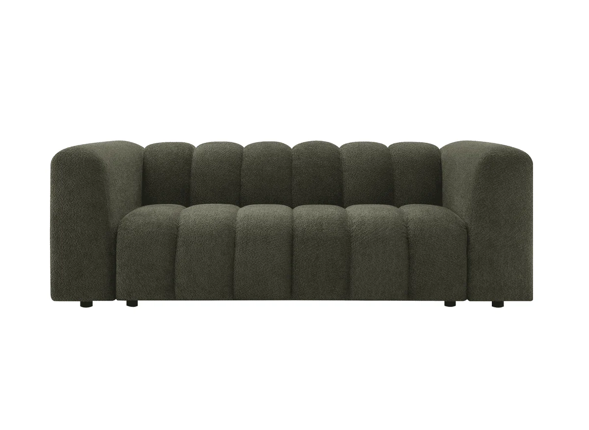 Canapé fixe 3 places en tissu bouclette vert AELIS - Image 4