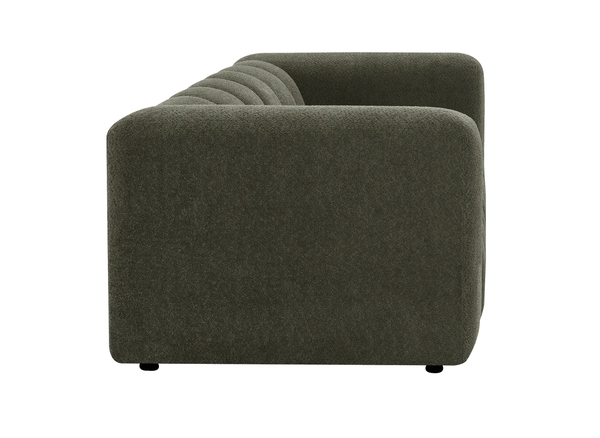 Canapé fixe 3 places en tissu bouclette vert AELIS - Image 5