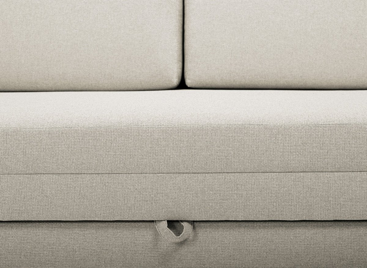 Canapé convertible 2 places avec coffre de rangement en tissu beige YERAZ - Image 10