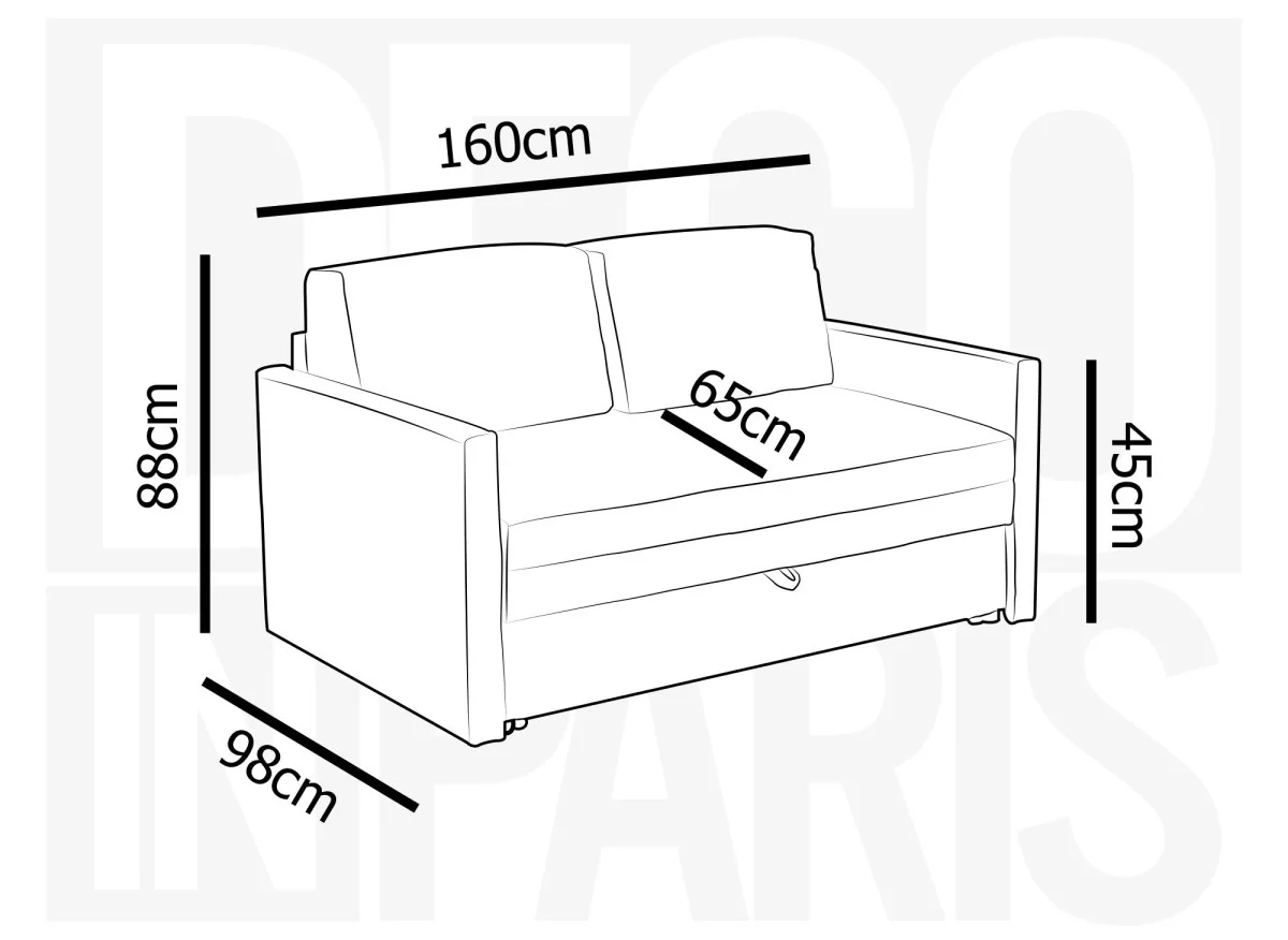 Canapé convertible 2 places avec coffre de rangement en tissu gris YERAZ - Image 10