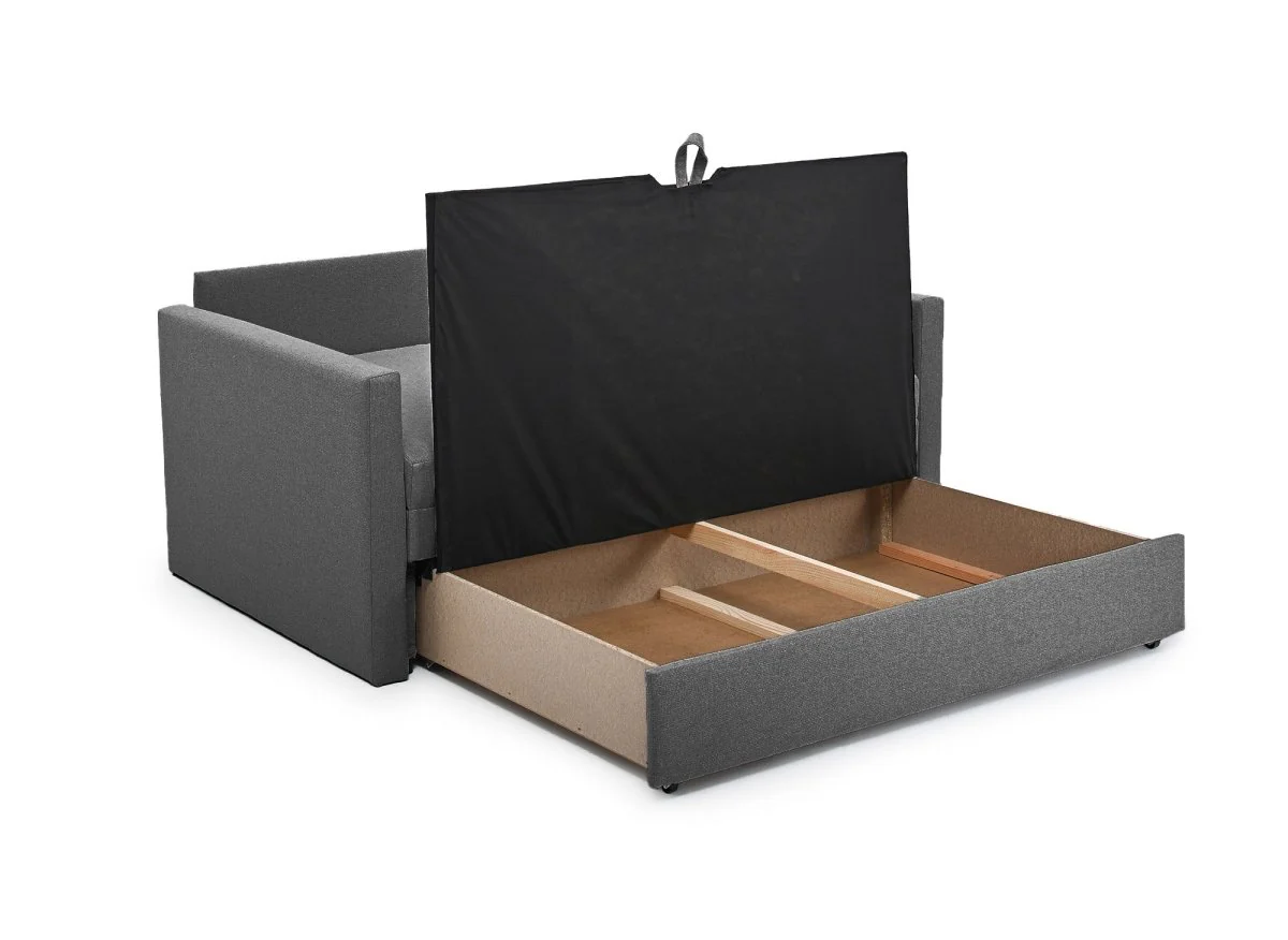 Canapé convertible 2 places avec coffre de rangement en tissu gris YERAZ - Image 5