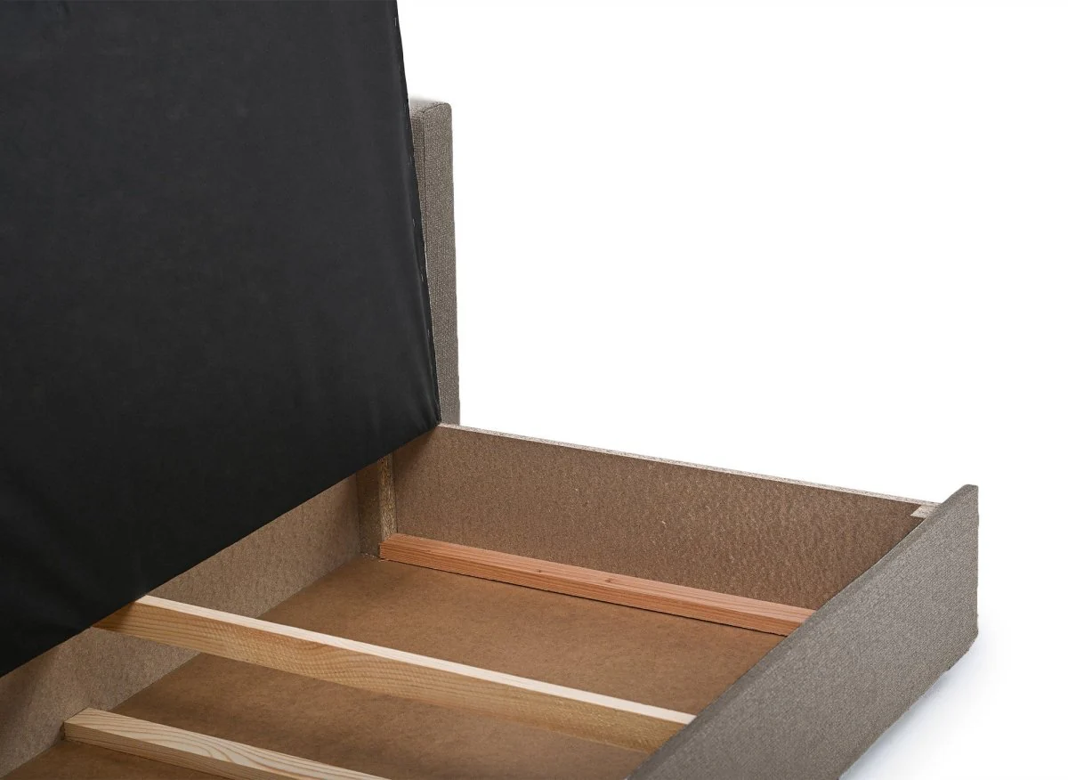 Canapé convertible 2 places avec coffre de rangement en tissu taupe YERAZ - Image 6