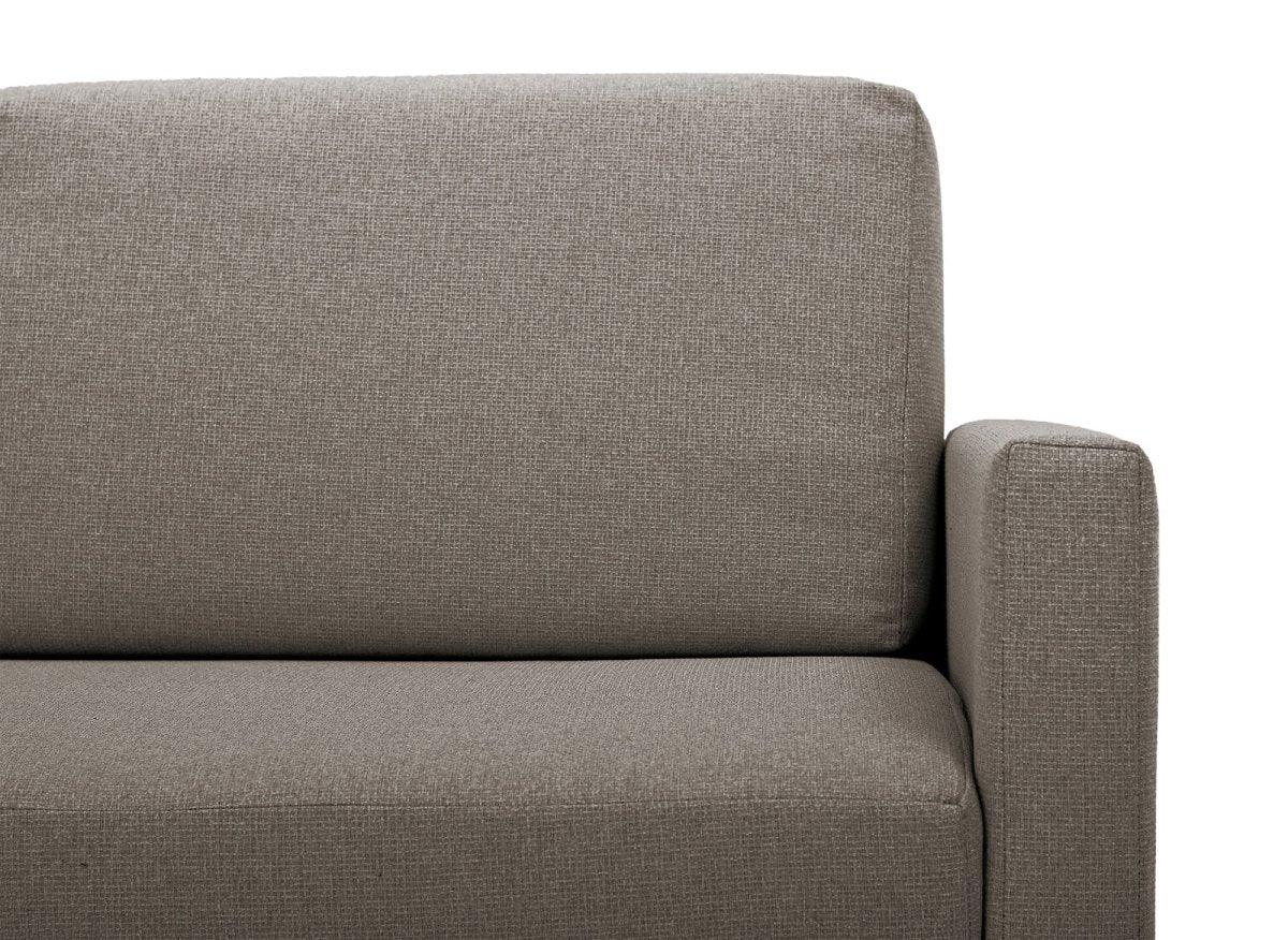 Canapé convertible 2 places avec coffre de rangement en tissu taupe YERAZ - Image 7