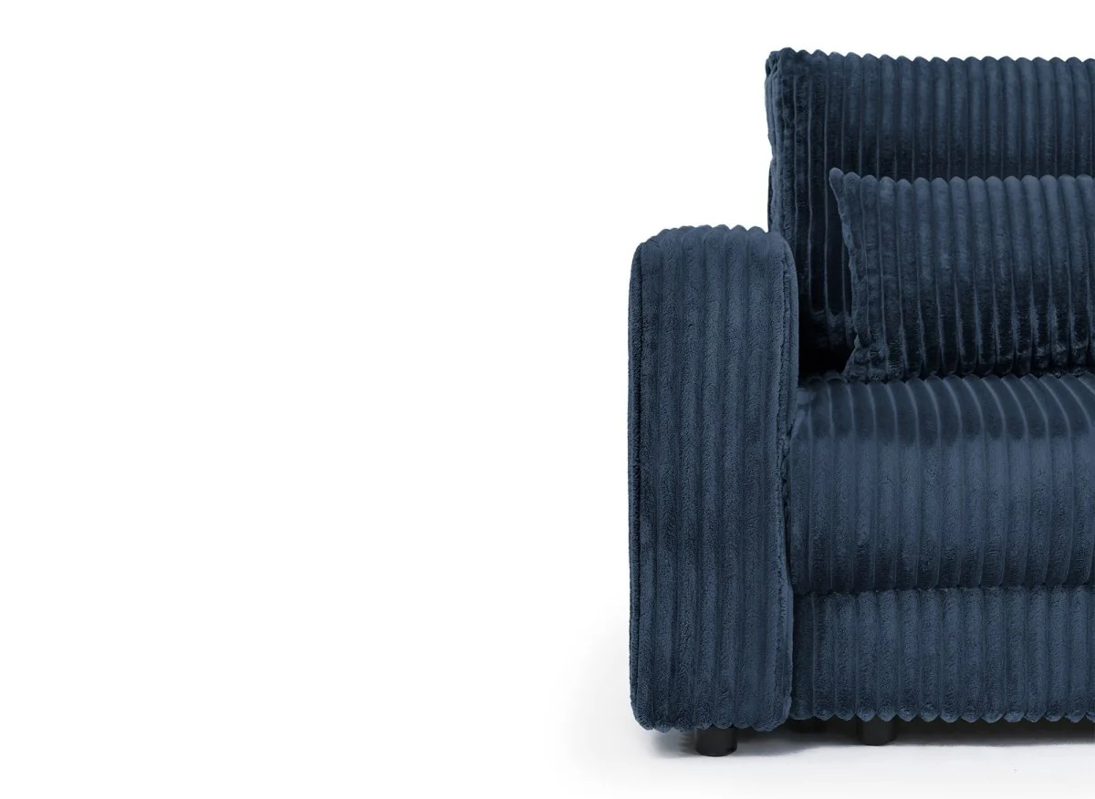 Canapé convertible 3 places avec coffre en velours côtelé épais bleu ZURIA - Image 5