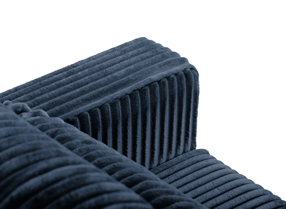 Canapé convertible 3 places avec coffre en velours côtelé épais bleu ZURIA - Image 7