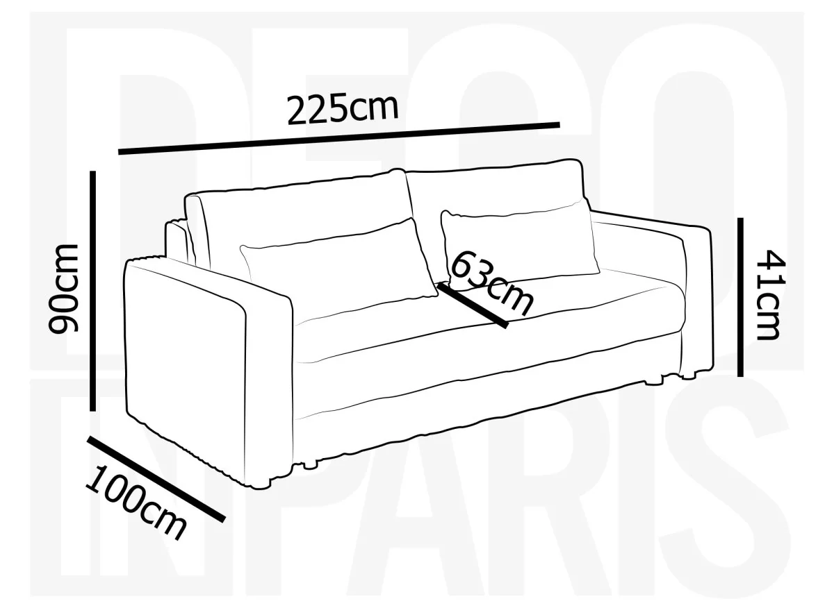 Canapé convertible 3 places avec coffre en velours côtelé épais bleu ZURIA - Image 9
