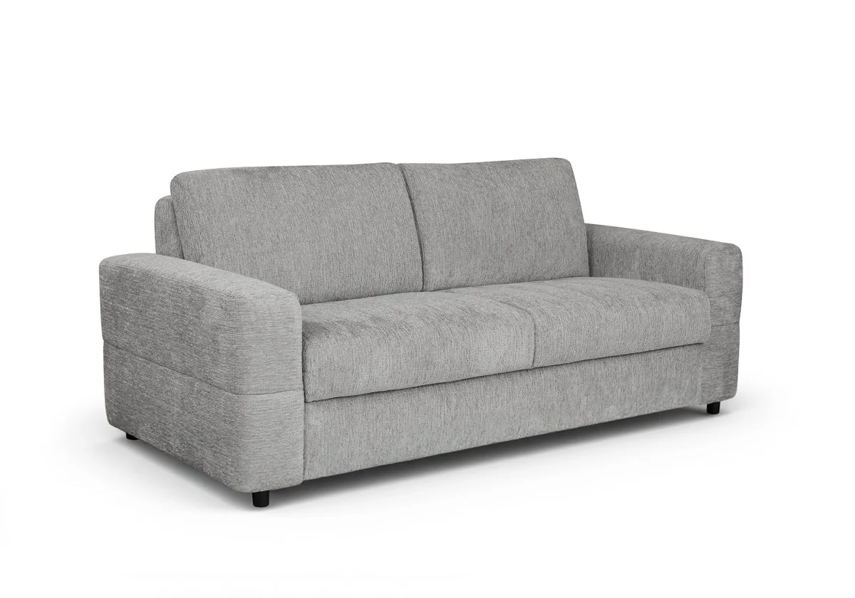 Canapé convertible express 3 places en velours chiné gris clair AMAURY - Image 4