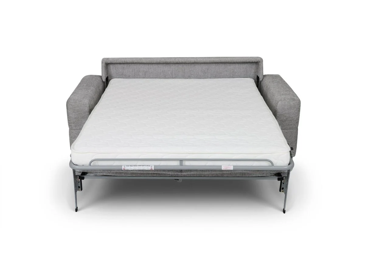 Canapé convertible express 3 places en velours chiné gris clair AMAURY - Image 5