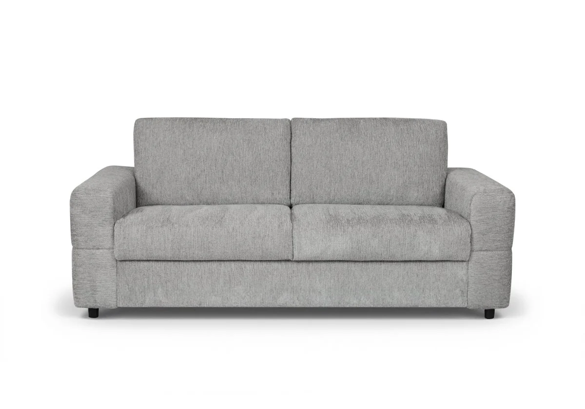 Canapé convertible express 3 places en velours chiné gris clair AMAURY - Image 6