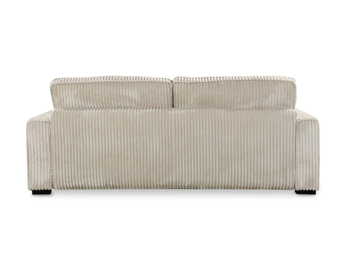 Canapé convertible 3 places en velours côtelé épais beige ALINE - Image 7