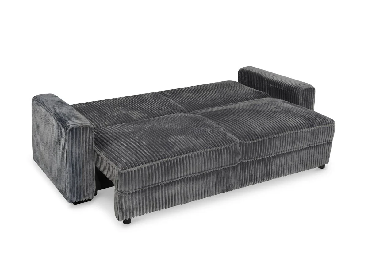 Canapé convertible 3 places en velours côtelé épais gris ALINE - Image 5
