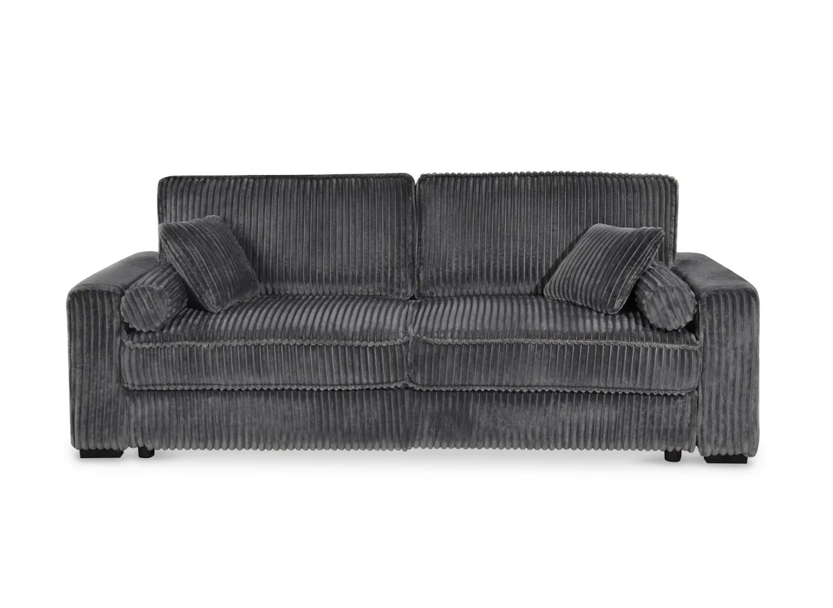 Canapé convertible 3 places en velours côtelé épais gris ALINE - Image 6
