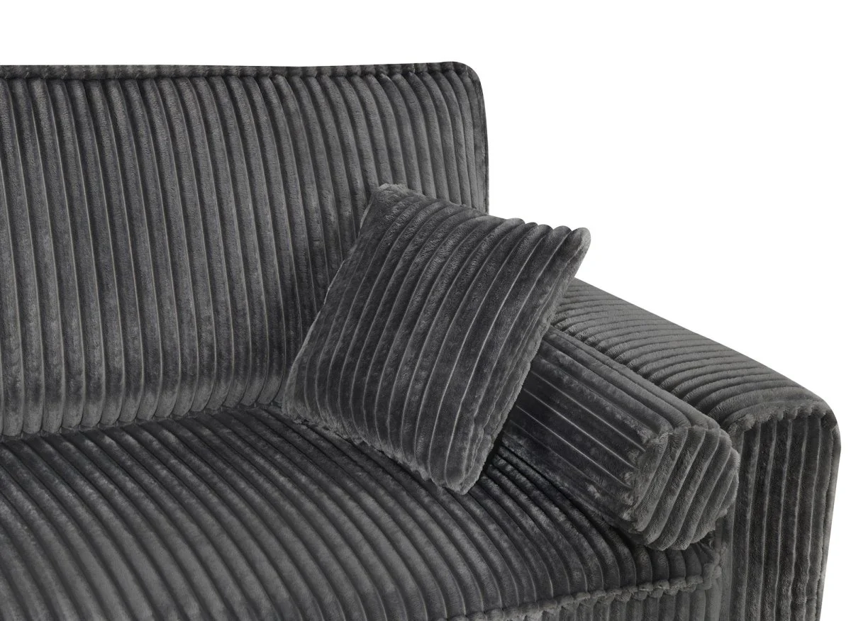 Canapé convertible 3 places en velours côtelé épais gris ALINE - Image 8