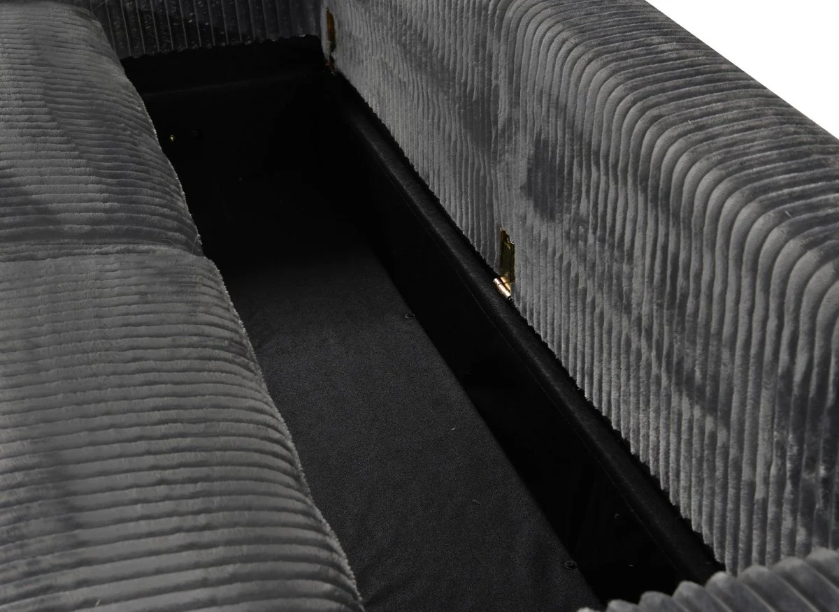 Canapé convertible 3 places en velours côtelé épais gris ALINE - Image 9