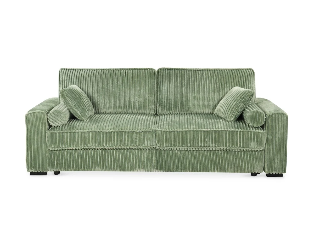 Canapé convertible 3 places en velours côtelé épais vert ALINE - Image 6