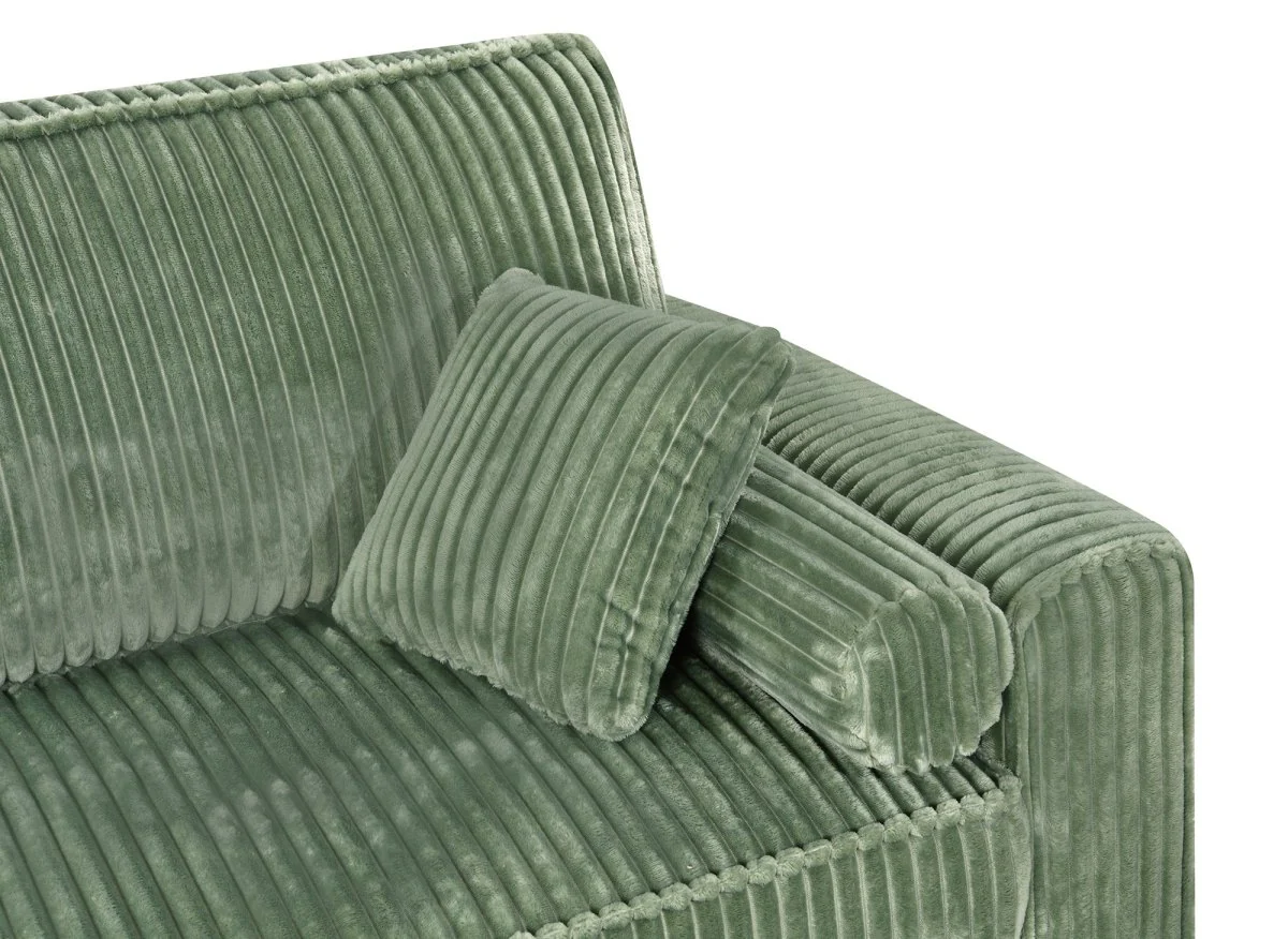 Canapé convertible 3 places en velours côtelé épais vert ALINE - Image 8