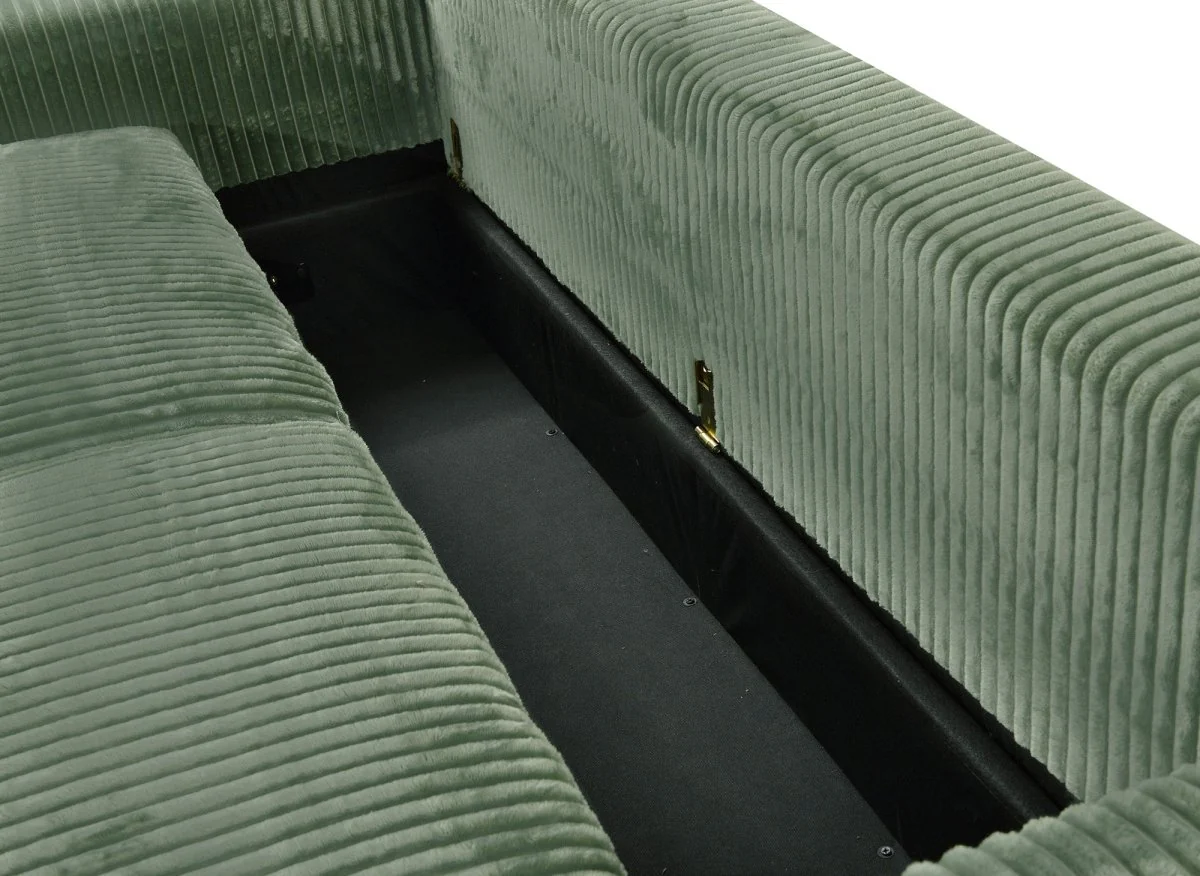 Canapé convertible 3 places en velours côtelé épais vert ALINE - Image 9
