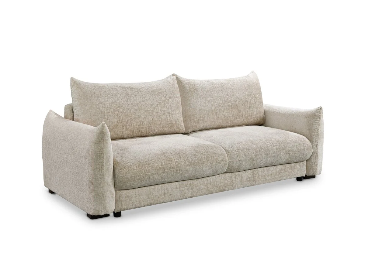 Canapé convertible 3 places avec coffre en velours chiné beige COLBY - Image 5