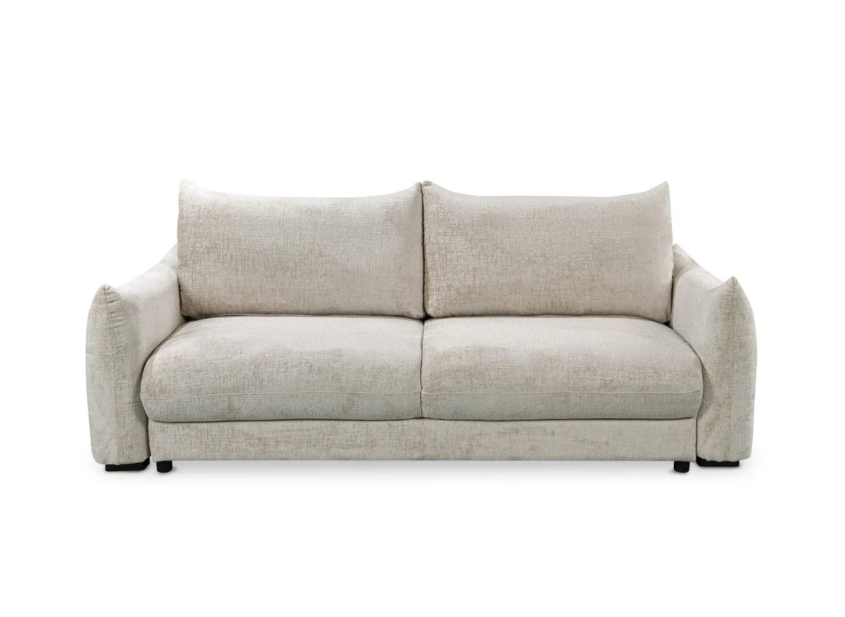 Canapé convertible 3 places avec coffre en velours chiné beige COLBY - Image 6