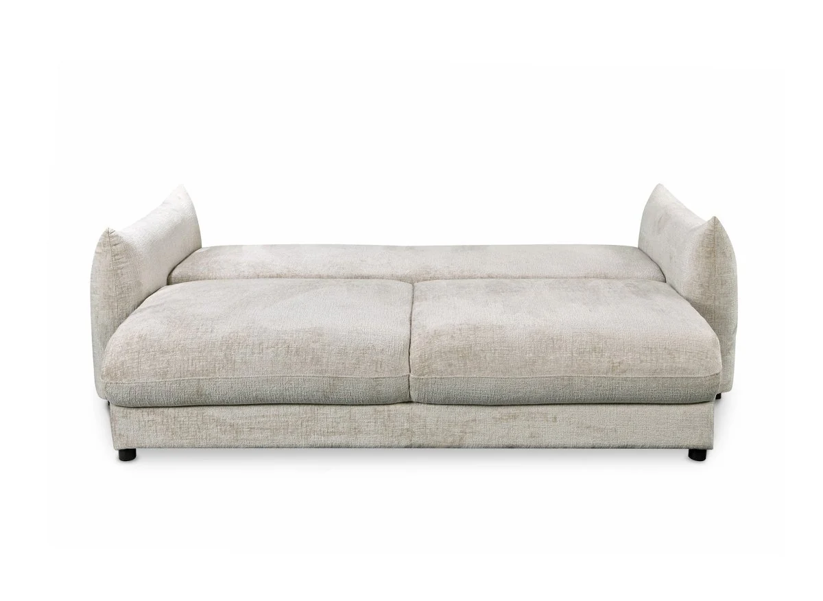 Canapé convertible 3 places avec coffre en velours chiné beige COLBY - Image 7