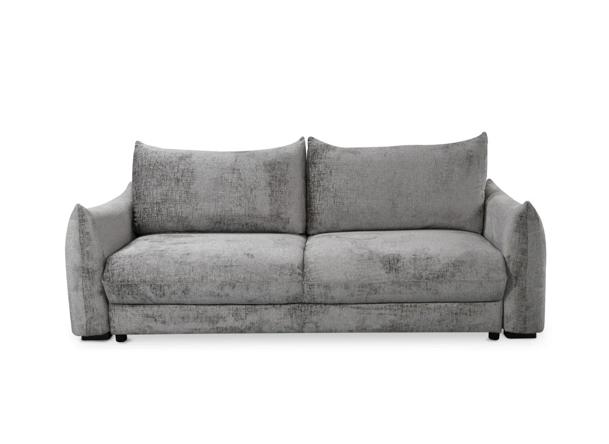 Canapé convertible 3 places avec coffre en velours chiné gris COLBY - Image 6