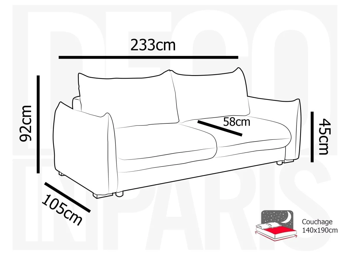 Canapé convertible 3 places avec coffre en velours chiné gris COLBY - Image 9