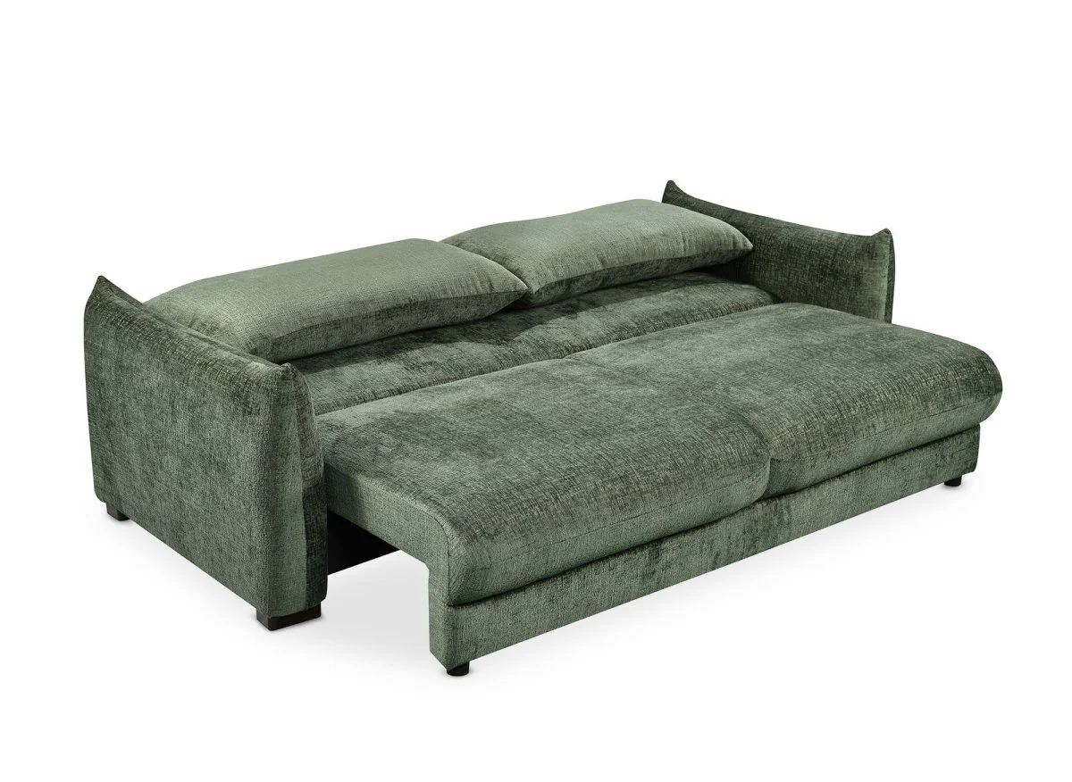 Canapé convertible 3 places avec coffre en velours chiné kaki COLBY - Image 4