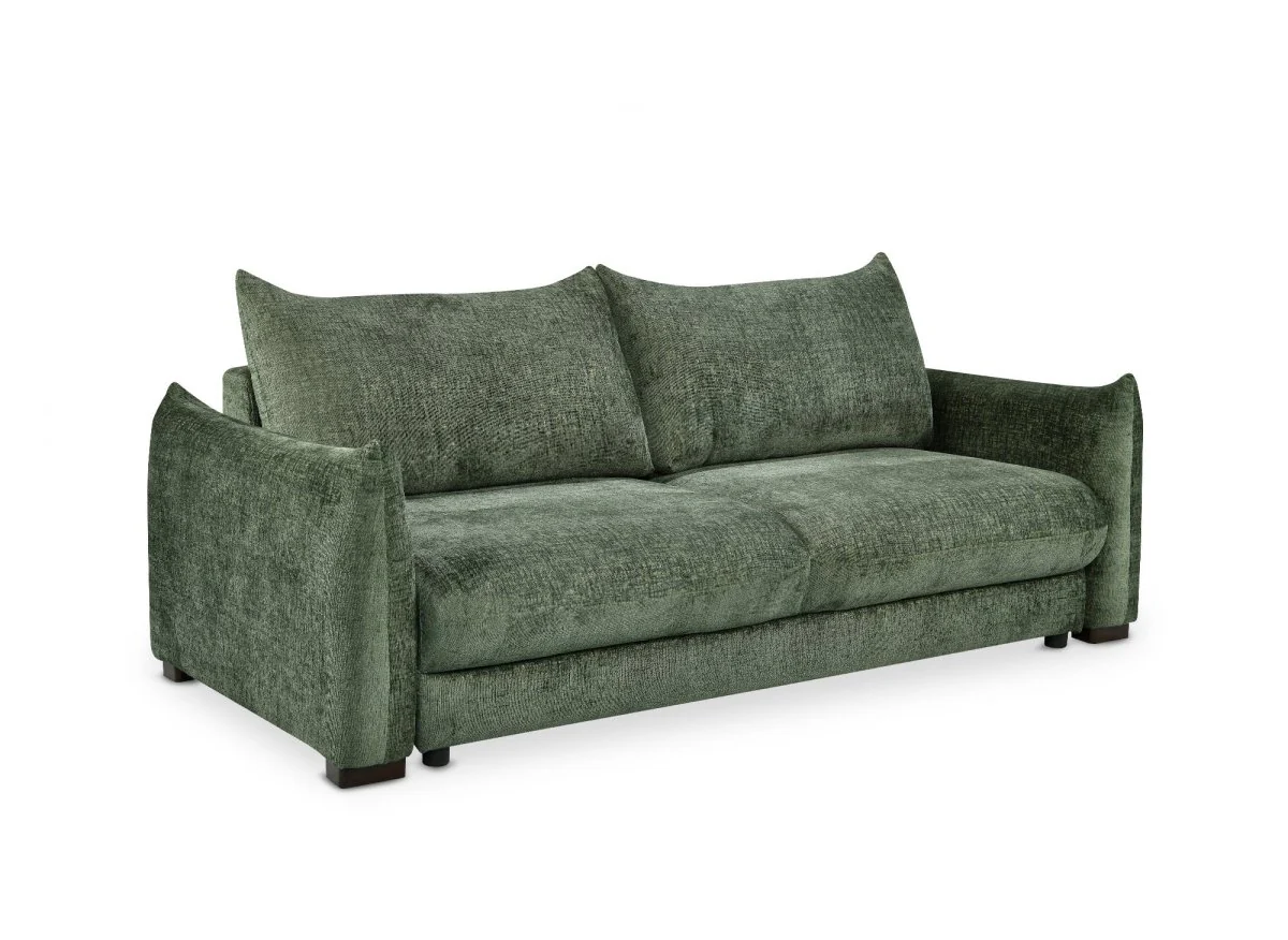 Canapé convertible 3 places avec coffre en velours chiné kaki COLBY - Image 5