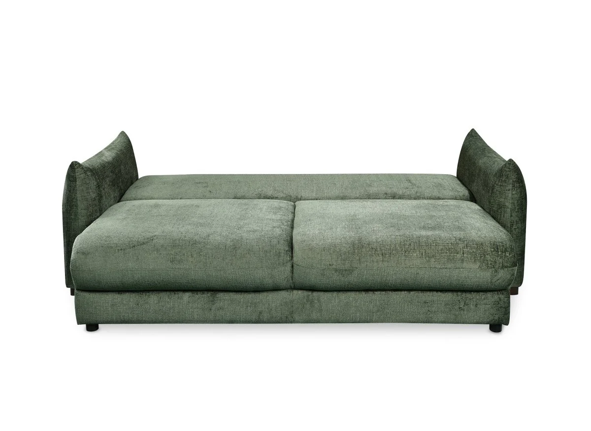 Canapé convertible 3 places avec coffre en velours chiné kaki COLBY - Image 7