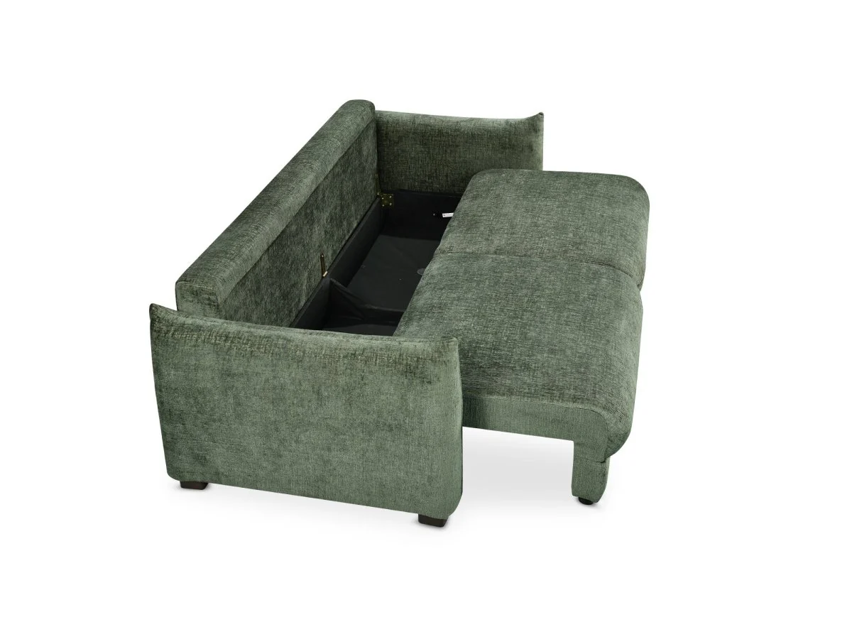 Canapé convertible 3 places avec coffre en velours chiné kaki COLBY - Image 8