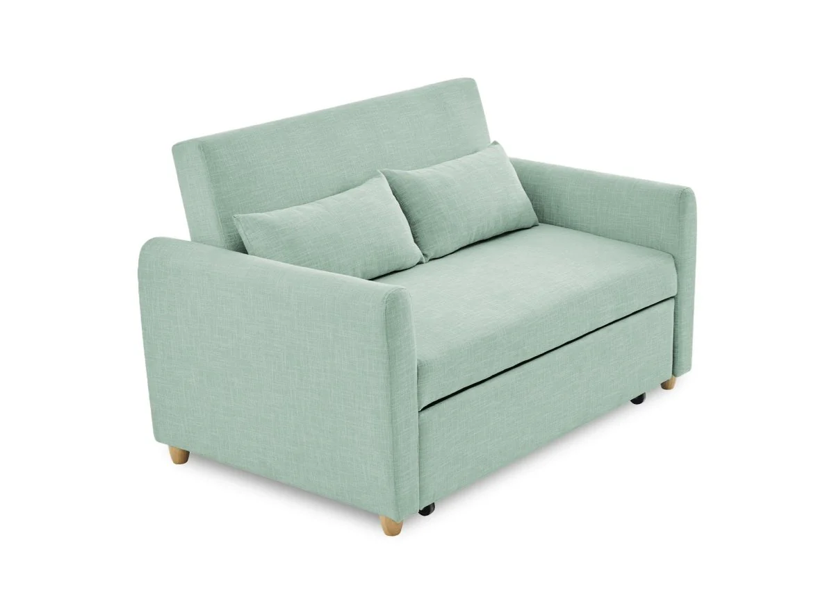 Canapé convertible 3 places en tissu vert d'eau KALAYA - Image 3