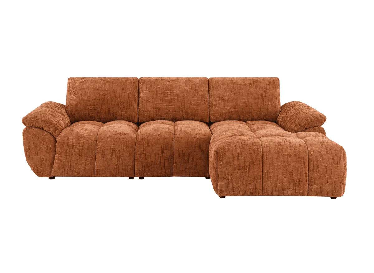 Canapé d’angle relax électrique en velours chiné terracotta ALPES - Angle droit - Image 5