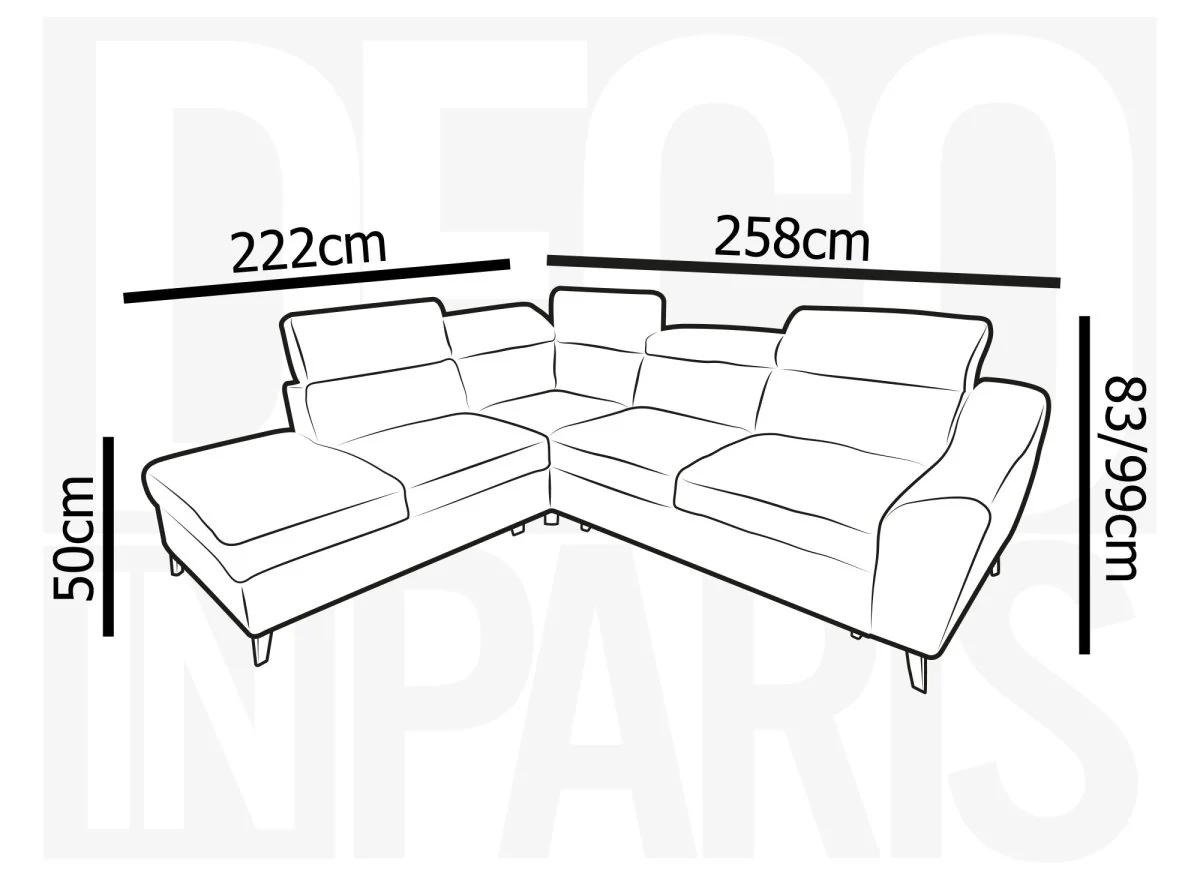 Canapé d'angle convertible avec coffre en velours côtelé épais beige DALTON - Angle gauche - Image 9