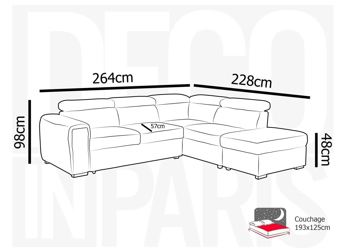 Canapé d'angle convertible avec coffre en velours côtelé épais beige ZENOVA - Angle droit - Image 11