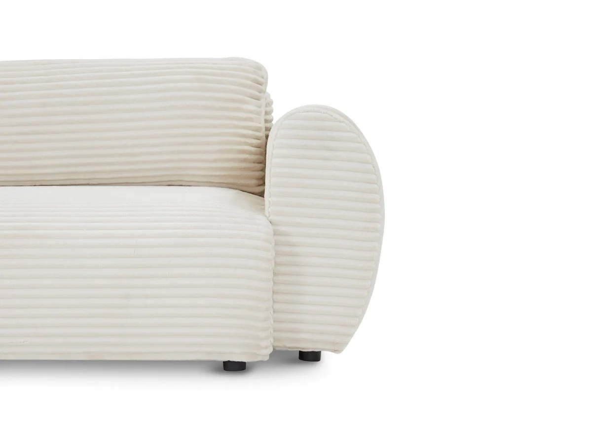 Canapé d'angle convertible avec coffre en velours gros côtelé doux beige TILDA - Angle gauche - Image 10