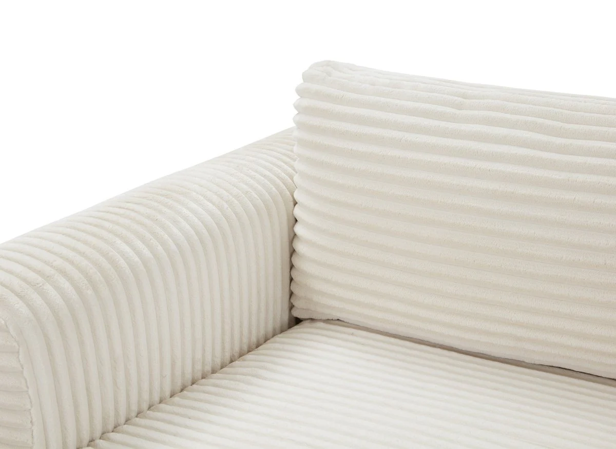 Canapé d'angle convertible avec coffre en velours gros côtelé doux beige TILDA - Angle gauche - Image 11