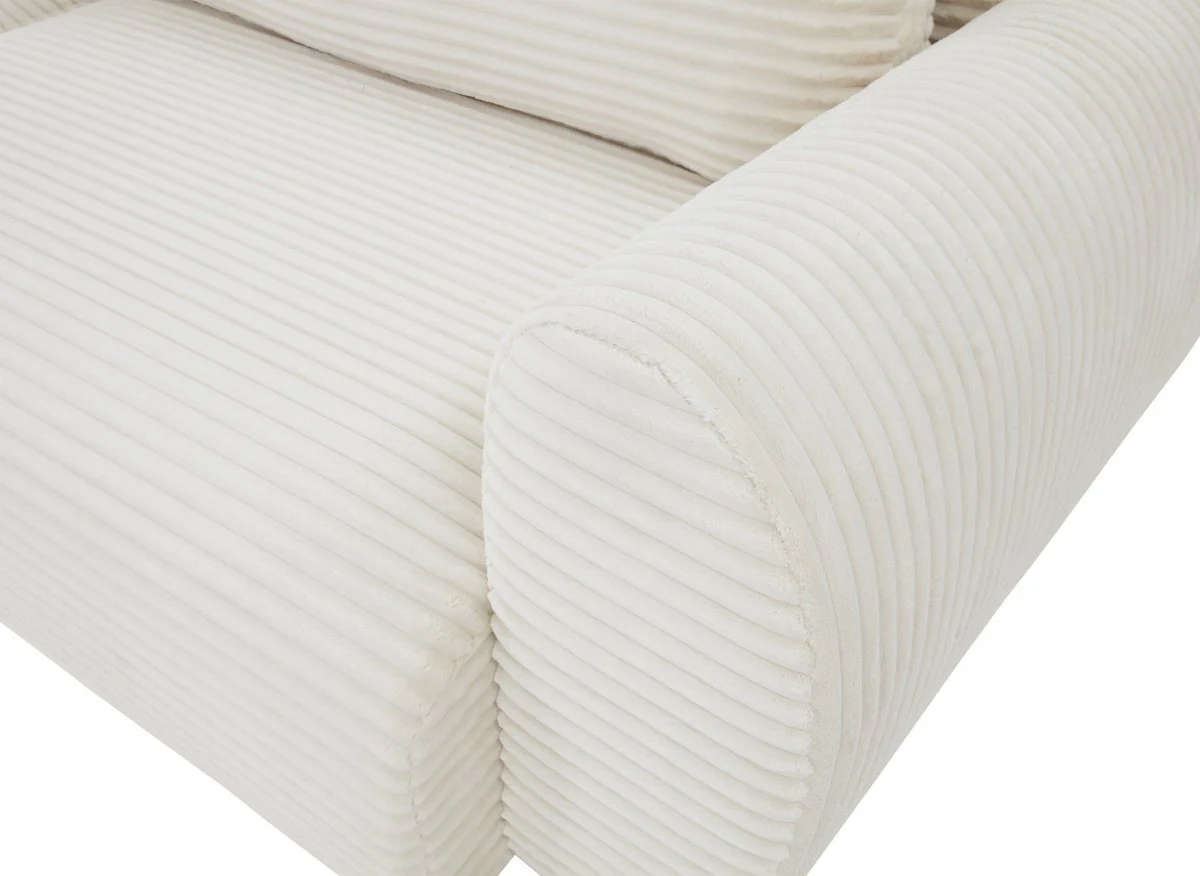 Canapé d'angle convertible avec coffre en velours gros côtelé doux beige TILDA - Angle gauche - Image 12