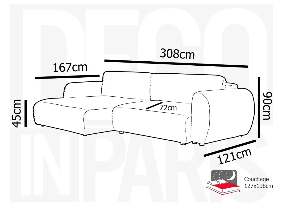 Canapé d'angle convertible avec coffre en velours gros côtelé doux beige TILDA - Angle gauche - Image 14