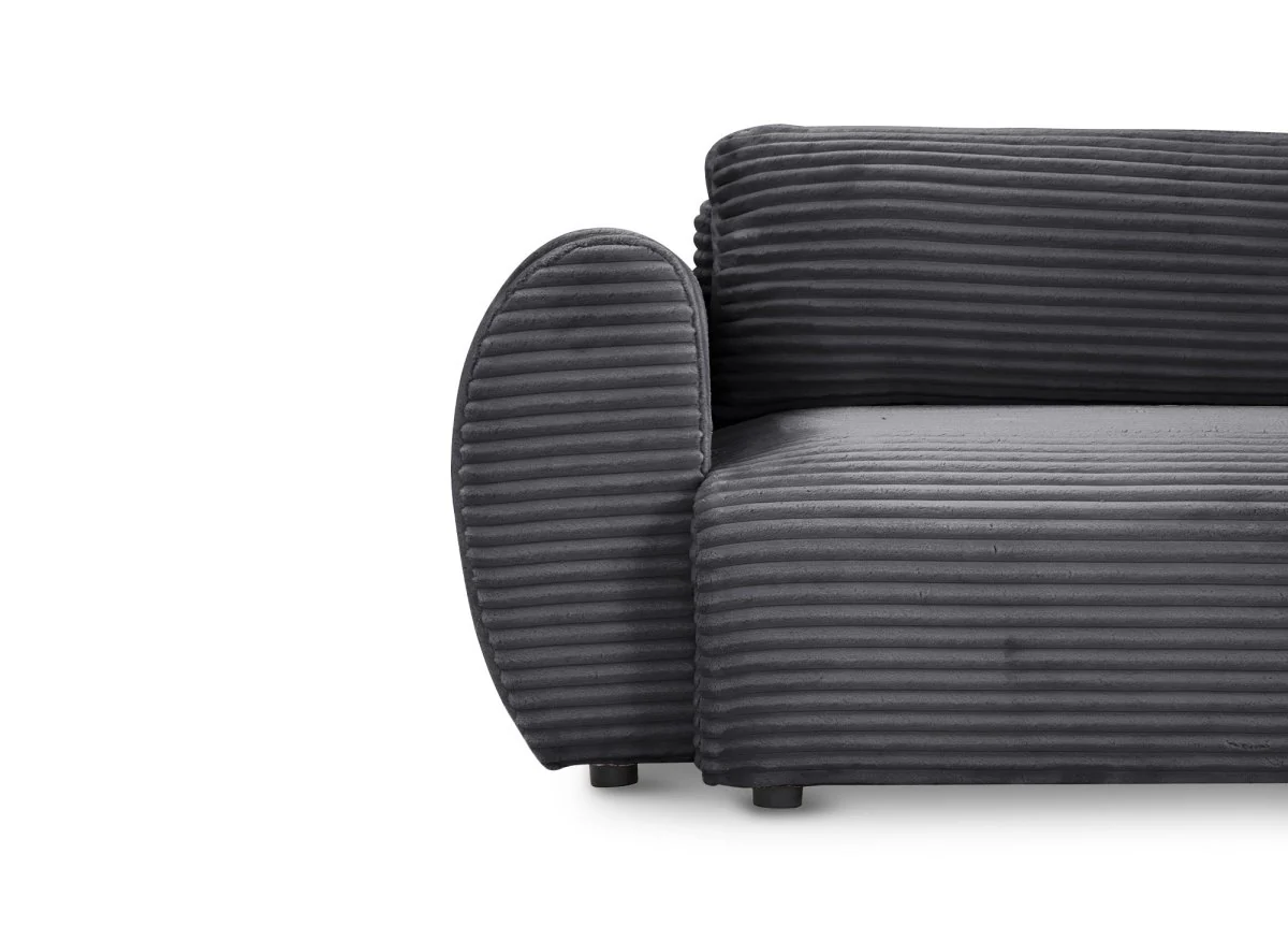 Canapé d'angle convertible avec coffre en velours gros côtelé doux gris TILDA - Angle droit - Image 10