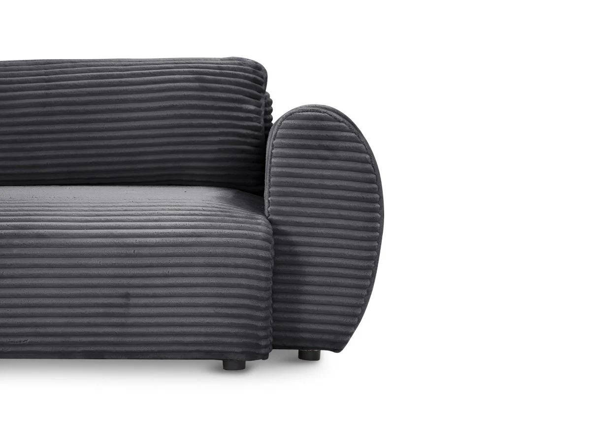 Canapé d'angle convertible avec coffre en velours gros côtelé doux gris TILDA - Angle gauche - Image 10