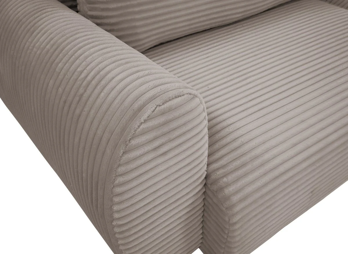 Canapé d'angle convertible avec coffre en velours gros côtelé doux taupe TILDA - Angle droit - Image 12