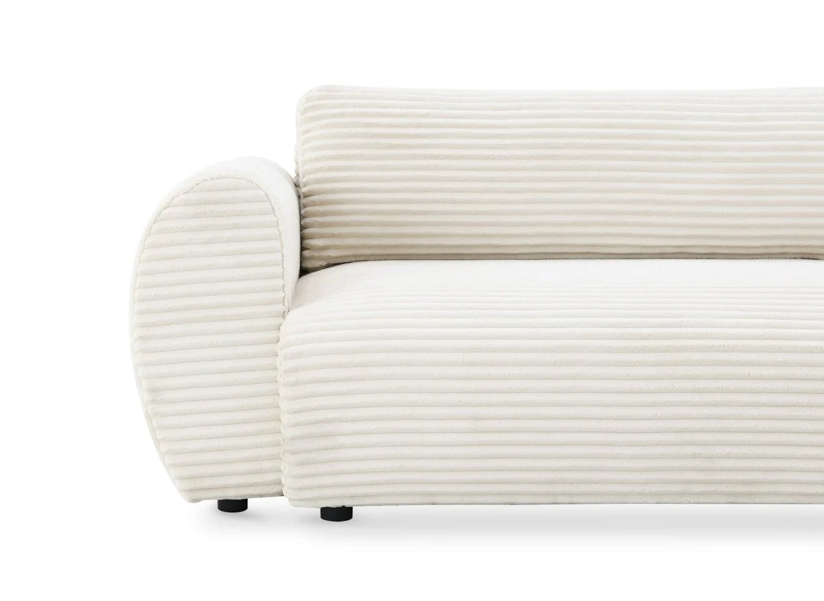 Canapé d'angle convertible avec méridienne et coffre en gros côtelé doux beige TILDA - Angle droit - Image 10