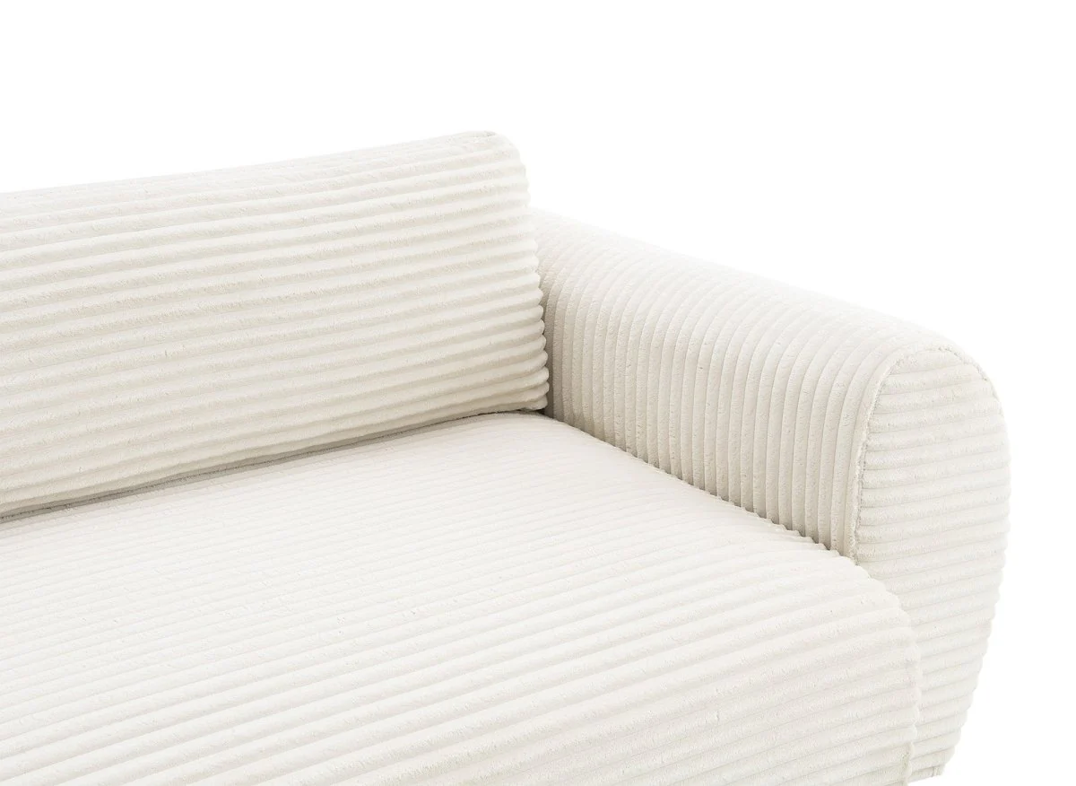 Canapé d'angle convertible avec méridienne et coffre en gros côtelé doux beige TILDA - Angle droit - Image 11