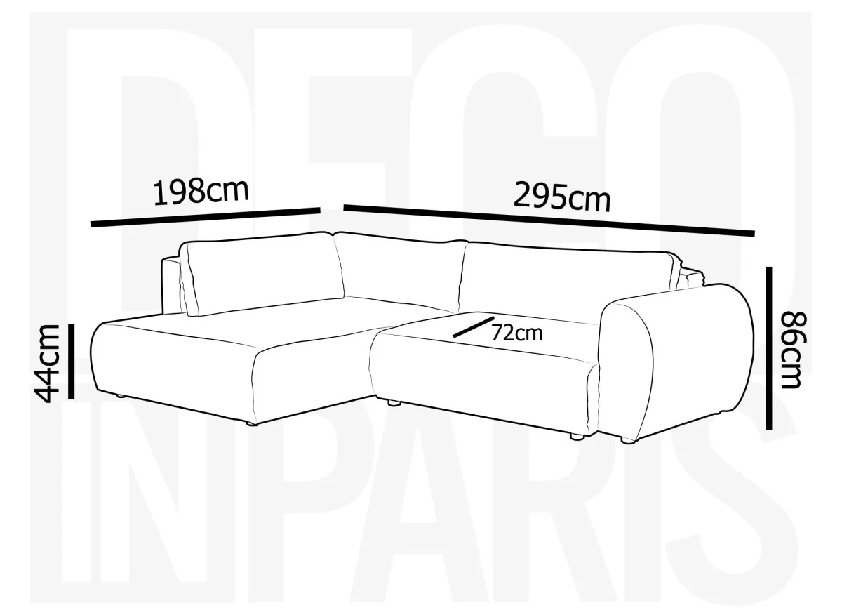 Canapé d'angle convertible avec méridienne et coffre en gros côtelé doux beige TILDA - Angle gauche - Image 11