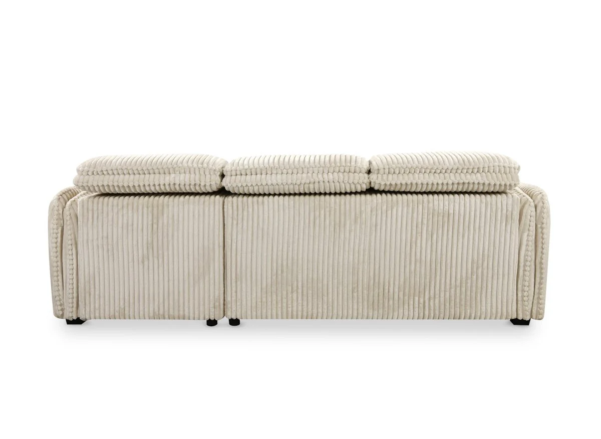 Canapé d'angle convertible en velours côtelé épais beige ISABELLA - Angle droit - Image 9